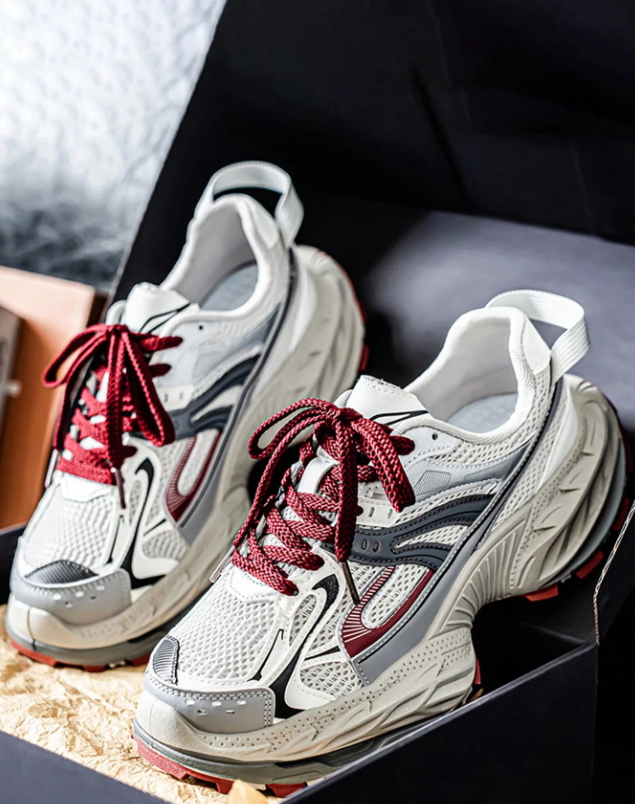 Men's Breathable New Style Mesh Thicker Sole Chunky Sneakers